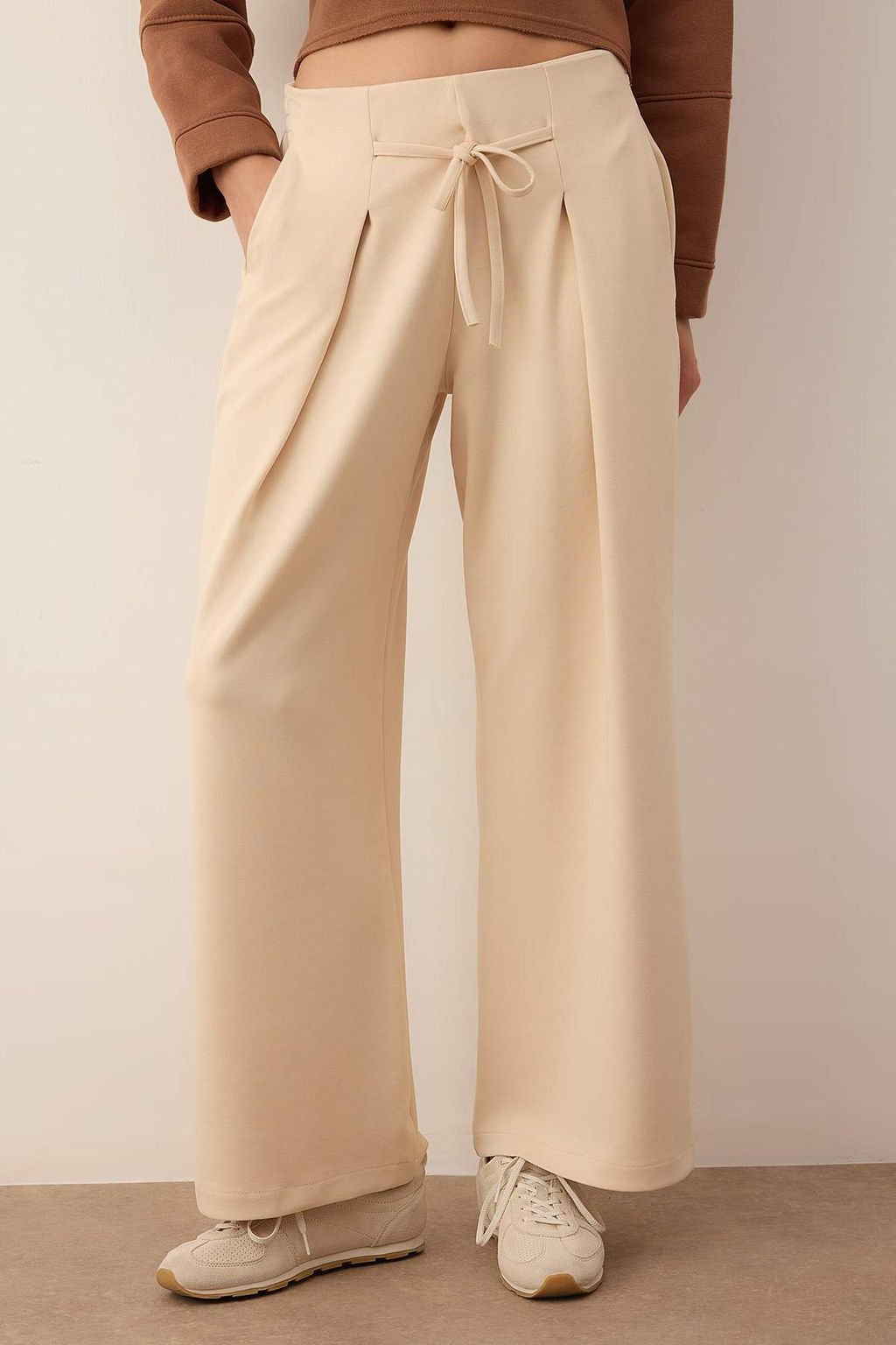 Lacivert Wide Leg umusak Kumasl? Pilili Esnek Orme Pantolon TWOAW26PL00138 - Trendyolmilla фото 3