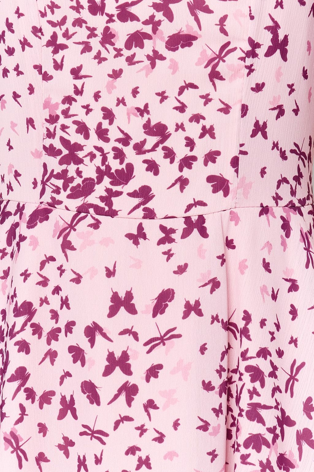 Pembe Desenli Belden Ac?lan Mini Astarl? Sifon Dokuma Elbise TWOSS23EL01171