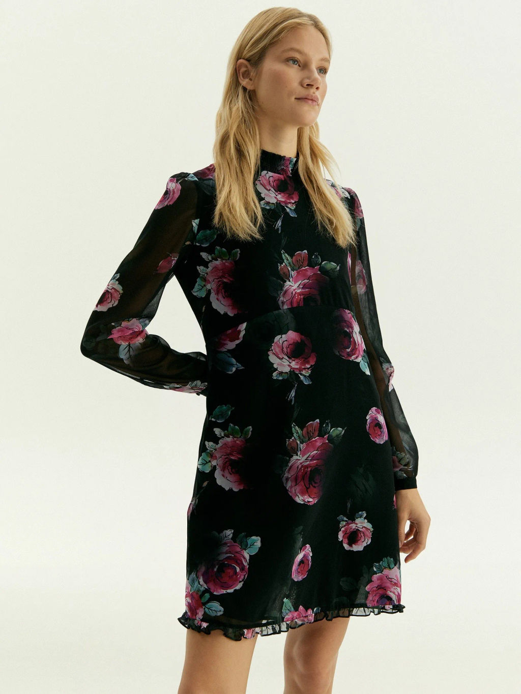 Платье мини из шифона с цветочным принтом, PL1421/armika - Emka фото 2