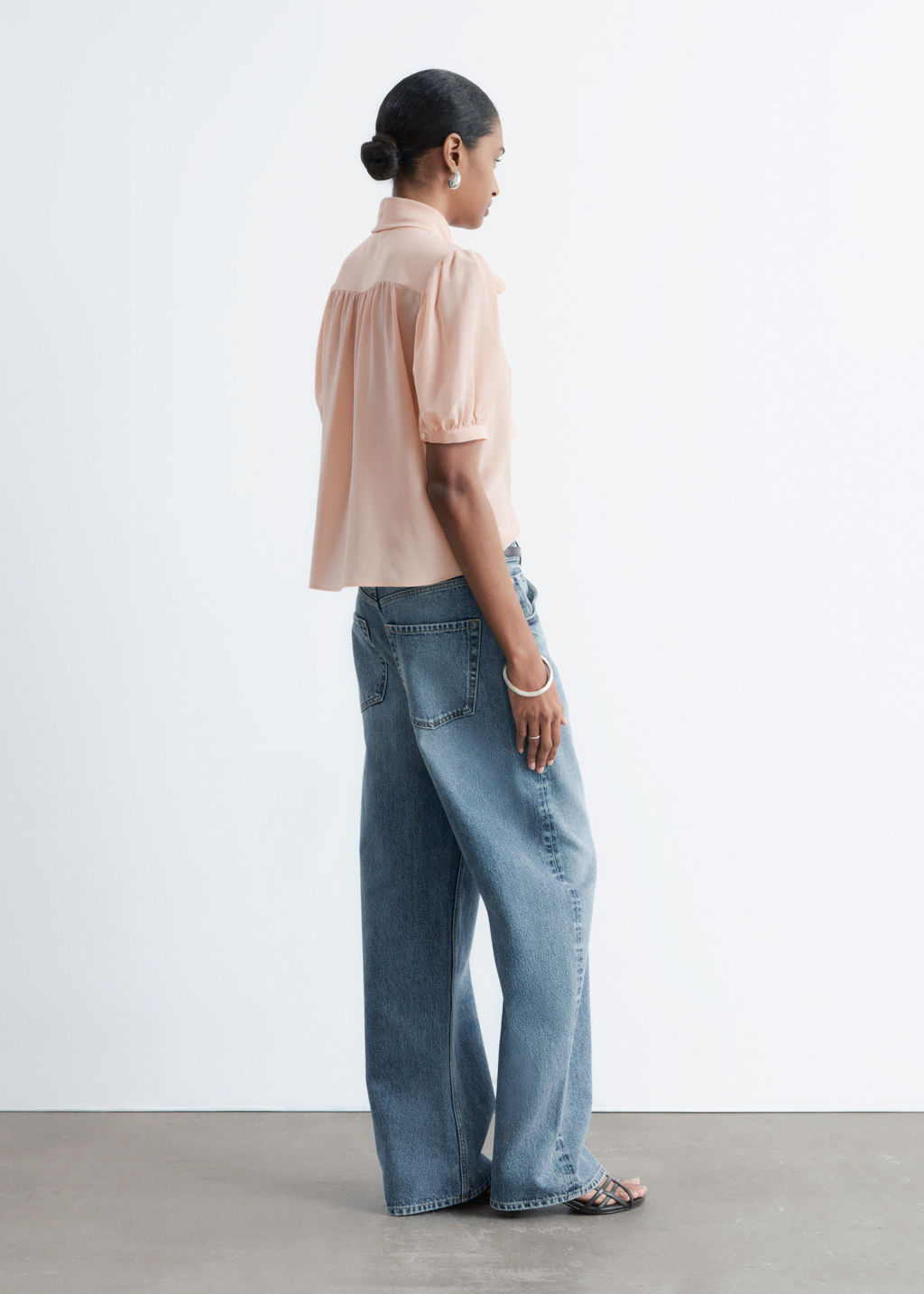 Blusa de seda estampada de cuello con lazo - H&m фото 4