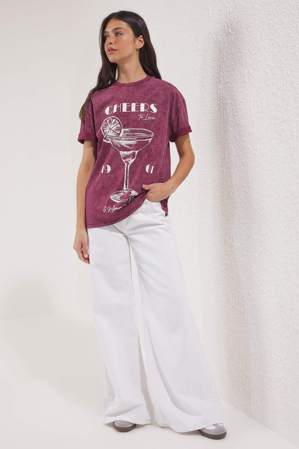 TRENDYOLMILLA Ac?k Sar? Bask?l? Oversize/Genis Kal?p Orme T-shirt TWOSS25TS00103  фото 13