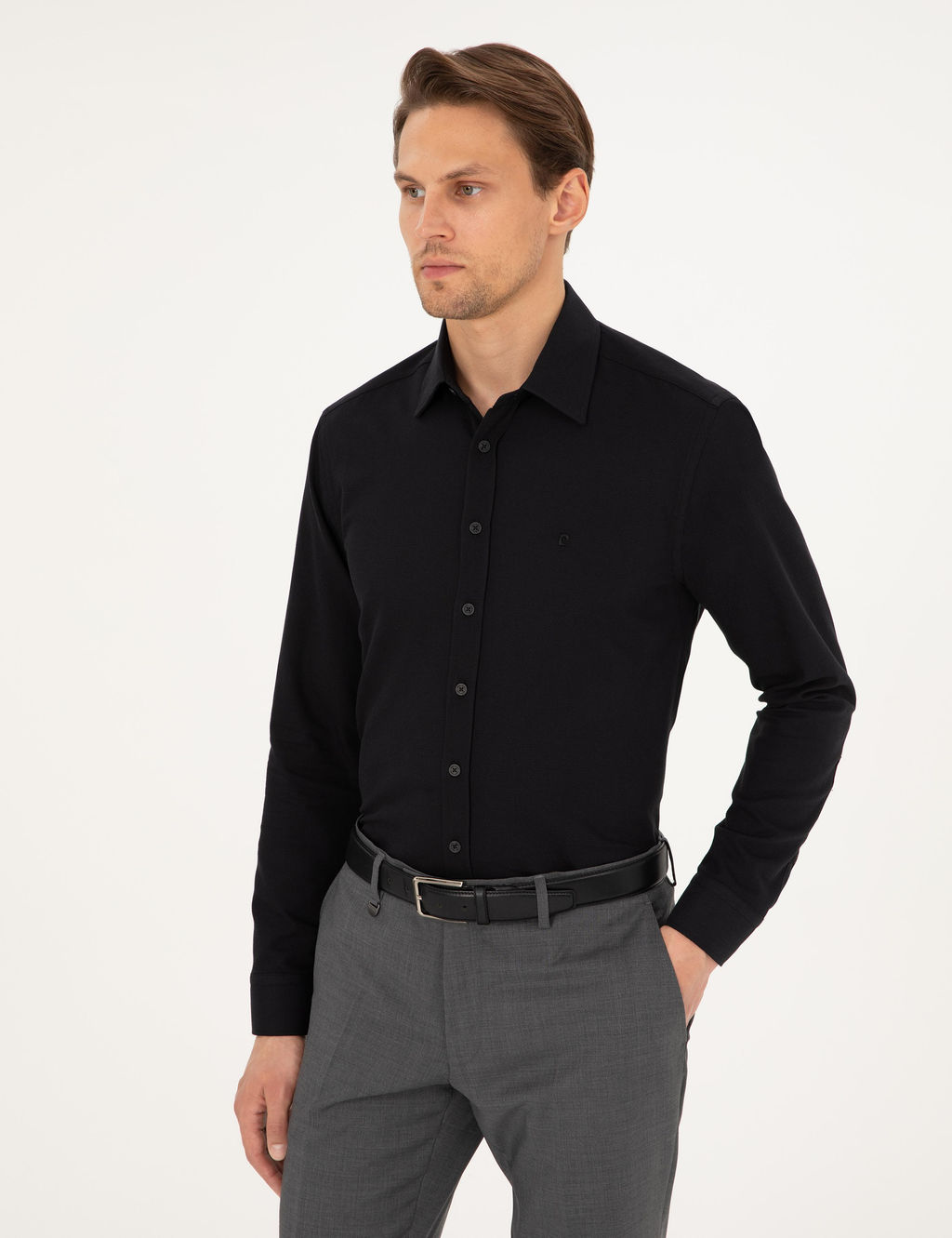 Siyah Regular Fit Uzun Kollu G_mlek