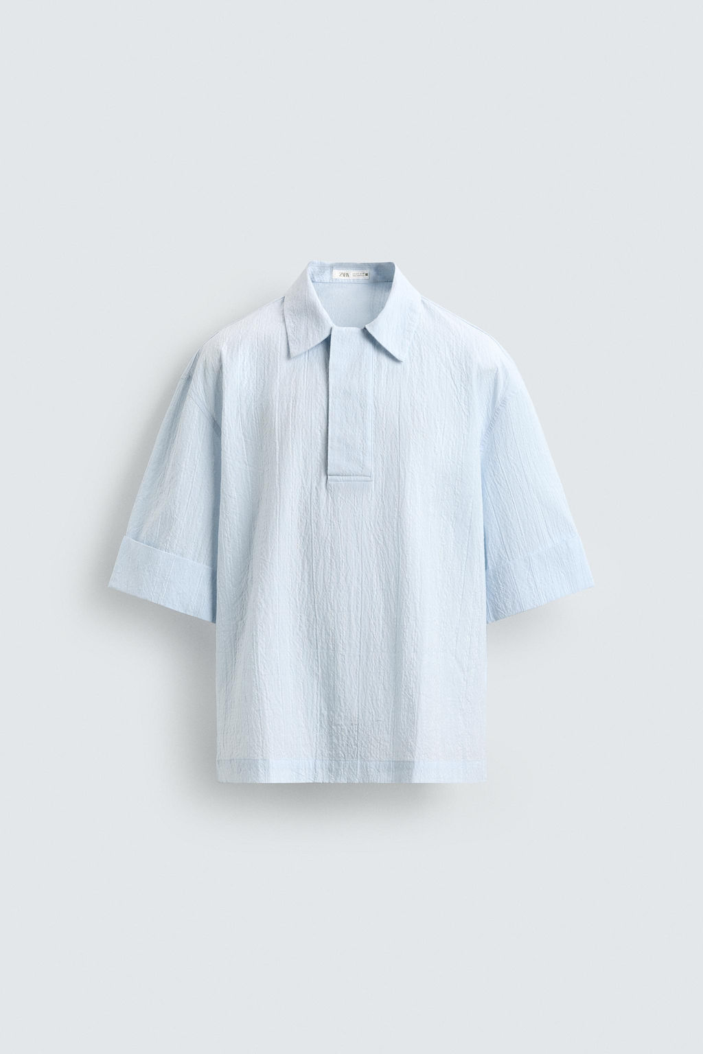 CAMISA POLO BOXY FIT TEXTURA / Celeste - Zara фото 7