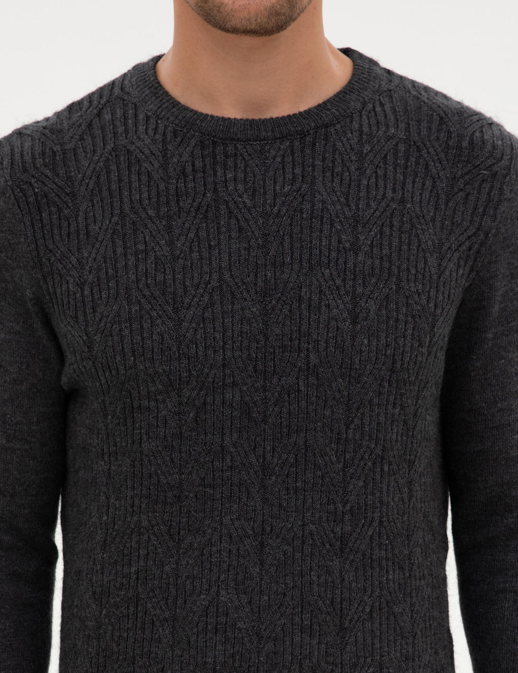 Antrasit Melanj Regular Fit Bisiklet Yaka Triko Kazak - Pierre cardin фото 6