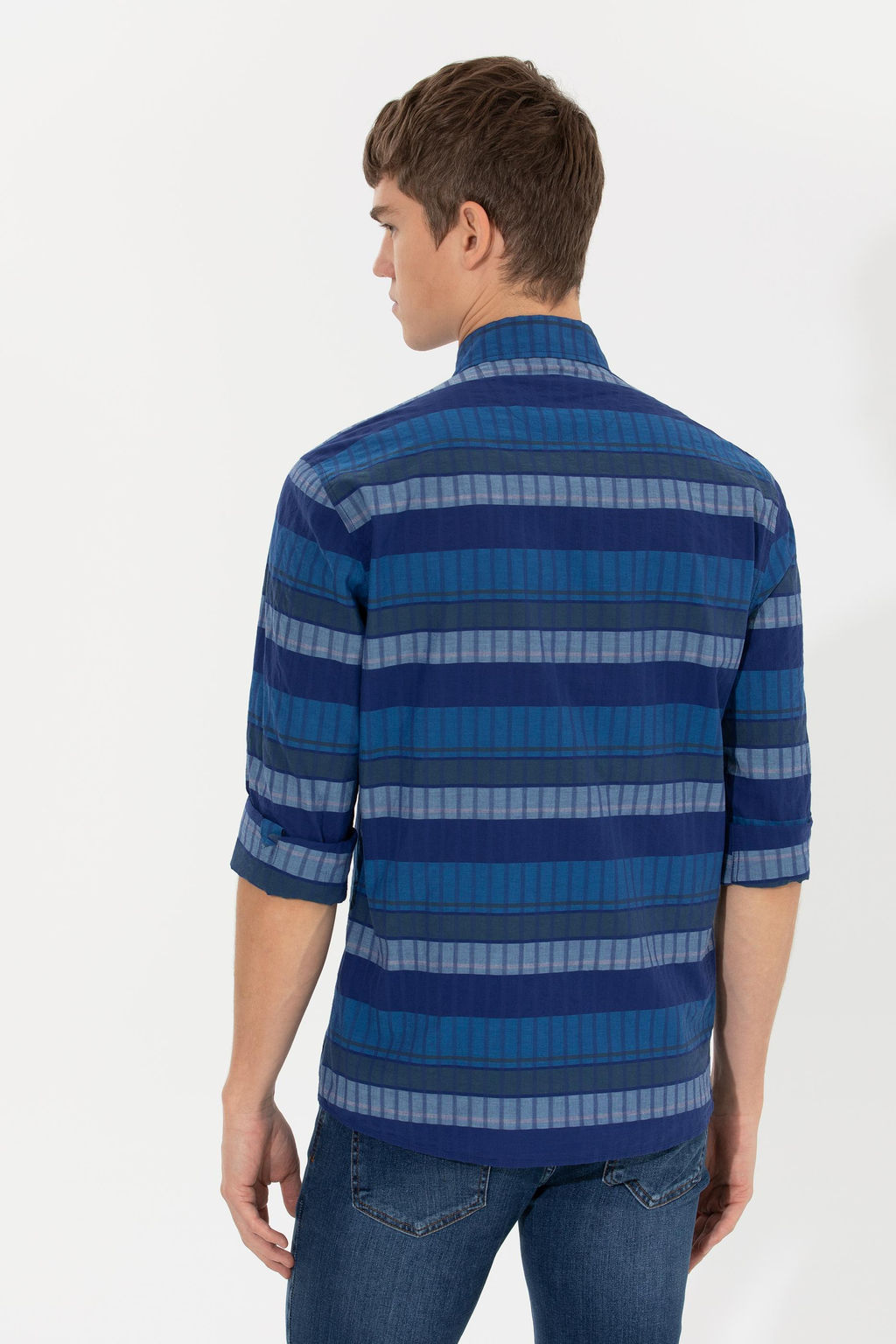 U. S. Polo Assn / Мужская синяя рубашка с длинным рукавом - U.s. polo assn фото 5