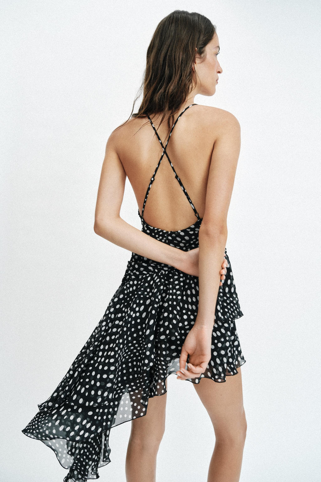 VESTIDO DRAPEADO LUNARES / Negro / Crudo - Zara фото 6