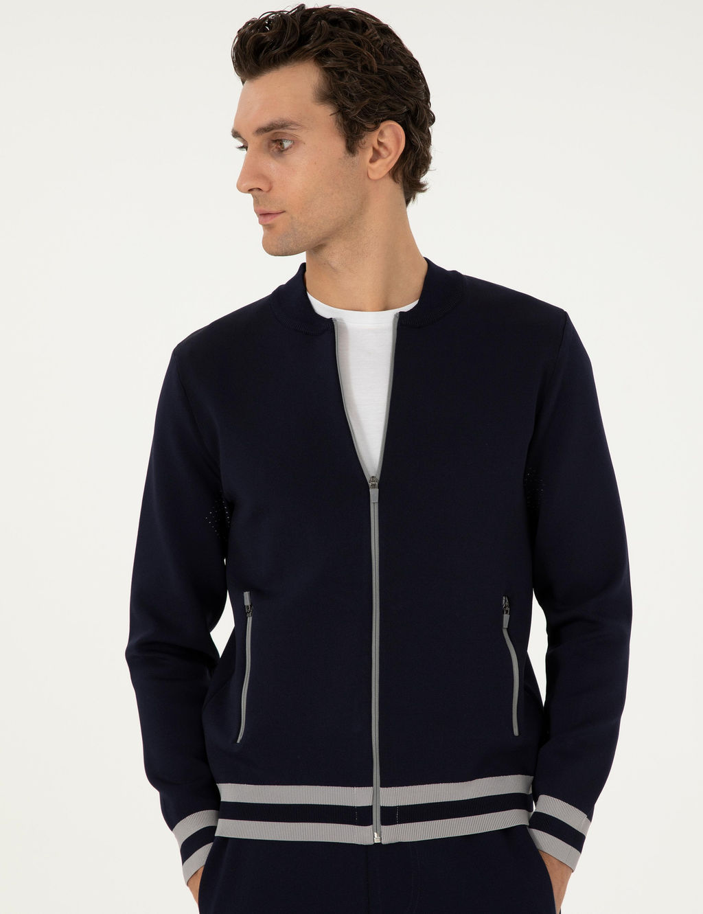 Темно-синий трикотажный кардиган стандартного кроя - Cacharel фото 3