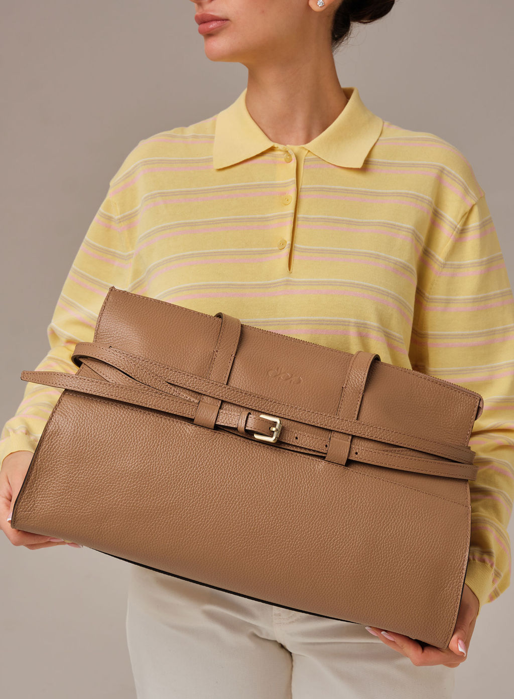 Кожаная сумка Rumi DBR 31152 коричневый капучино фото 2