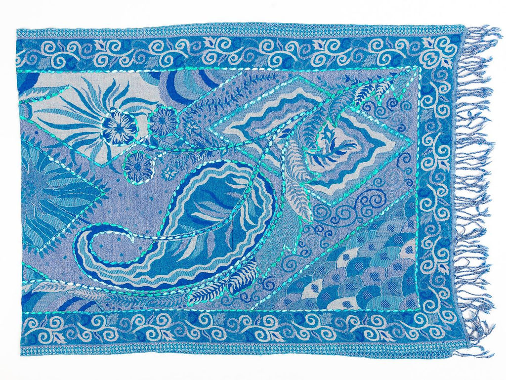 Палантин с вышивкой (шерсть вареная) № Тк906/172 - Ганг фото 2