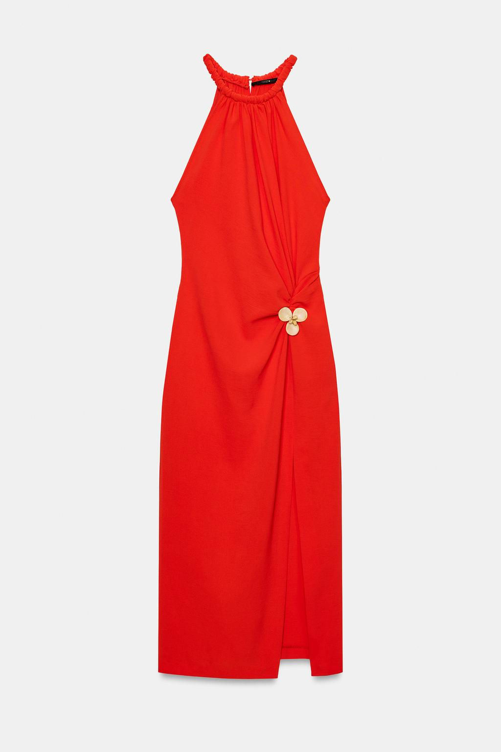 MIDI HALTER DRESS WITH APPLIQUE - Zara фото 8