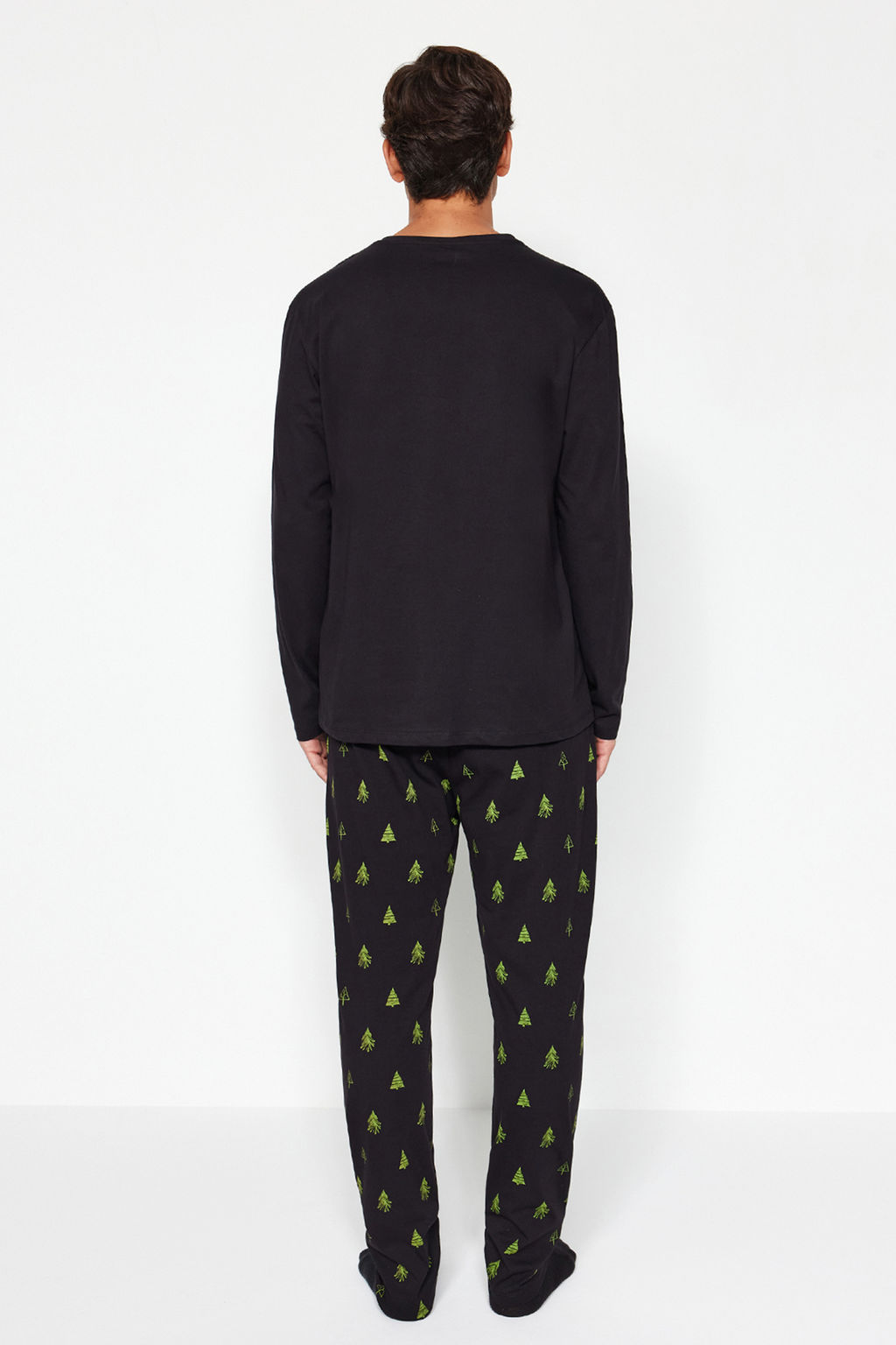 TRENDYOL MAN Erkek Siyah Regular Fit Orme %100 Pamuk Pijama Tak?m? TMNAW24PT00021 - Trendyolmilla фото 4