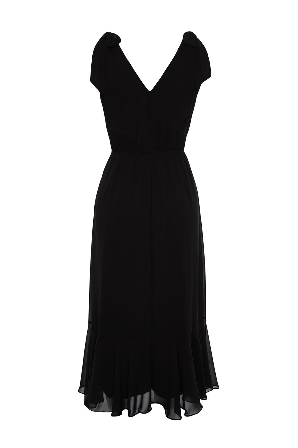 Trendyolmilla Siyah A Kesim Beli Lastikli Sifon Astarl? Maxi Dokuma Elbise TWOSS24EL00804  фото 8