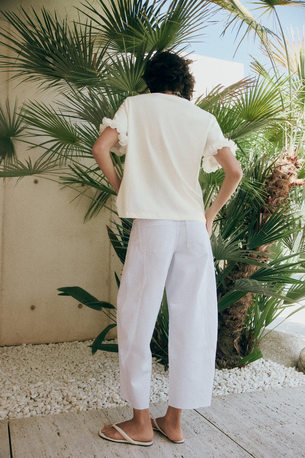 CAMISETA VOLANTES ALGOD?N / Blanco - Zara фото 3