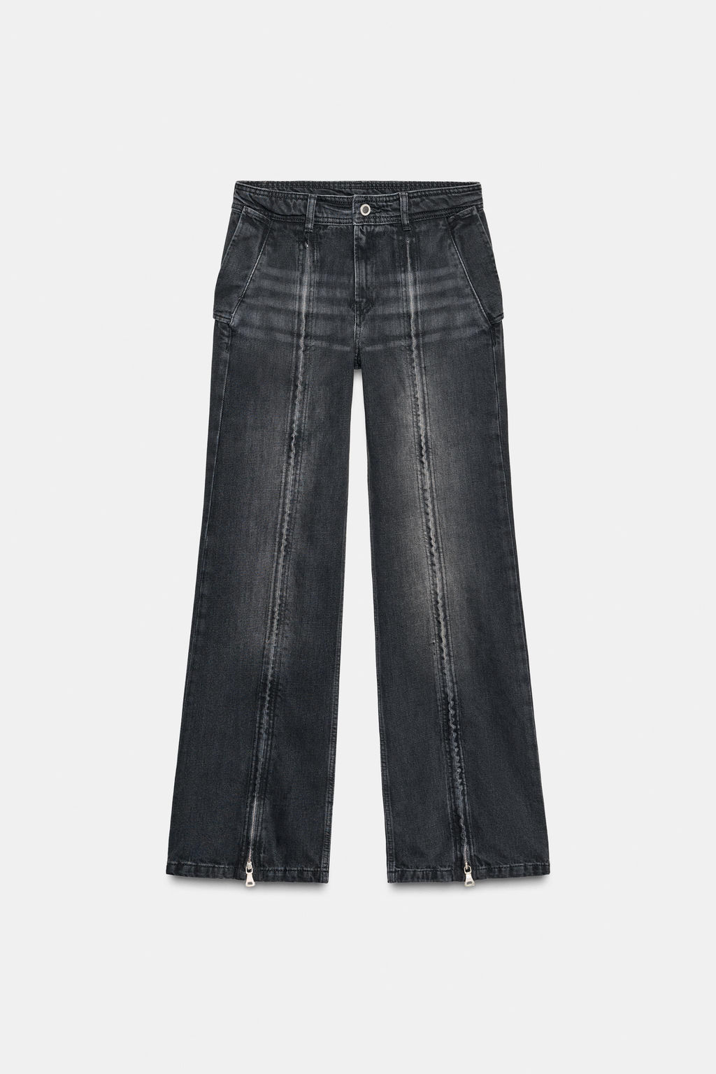 ZW COLLECTION WIDE-LEG MID-WAIST JEANS WITH ZIPS - Zara фото 6