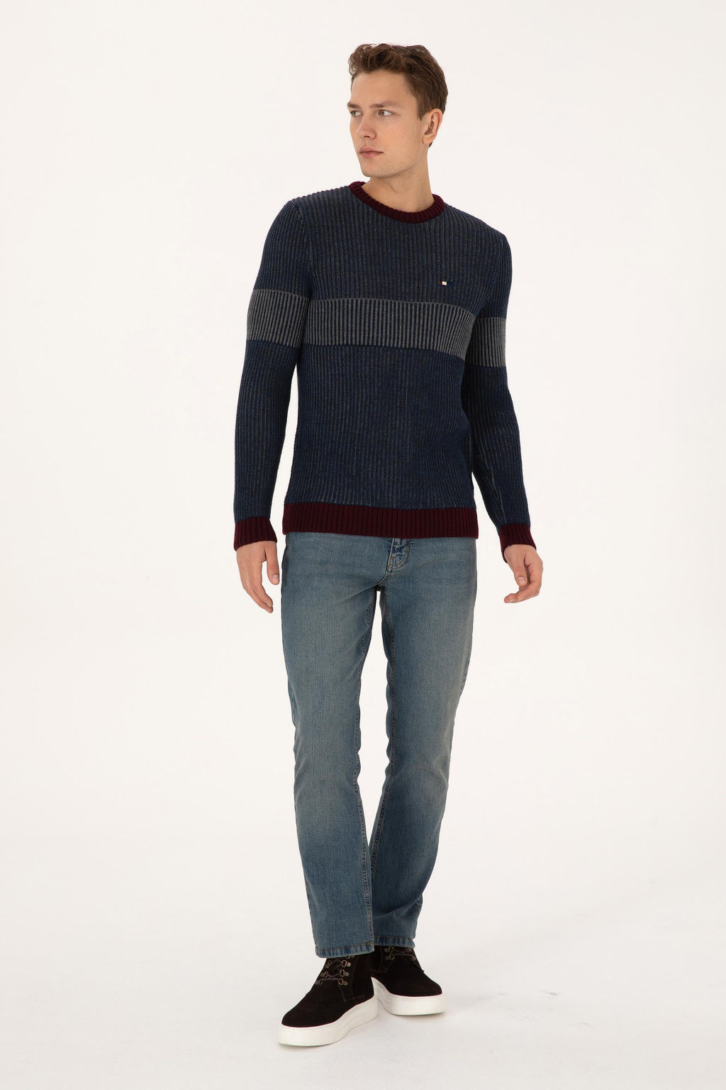 Erkek Slim Fit Bisiklet Yaka Lacivert Kazak - U.s. polo assn фото 4