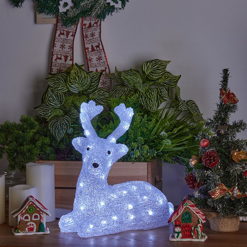 ULD-M3133-050/STA WHITE IP20 LYING FAWN Фигура светодиодная Лежащий оленёнок, 50 светодиодов, 31*15*33 см, цвет-свечения- белый, IP20