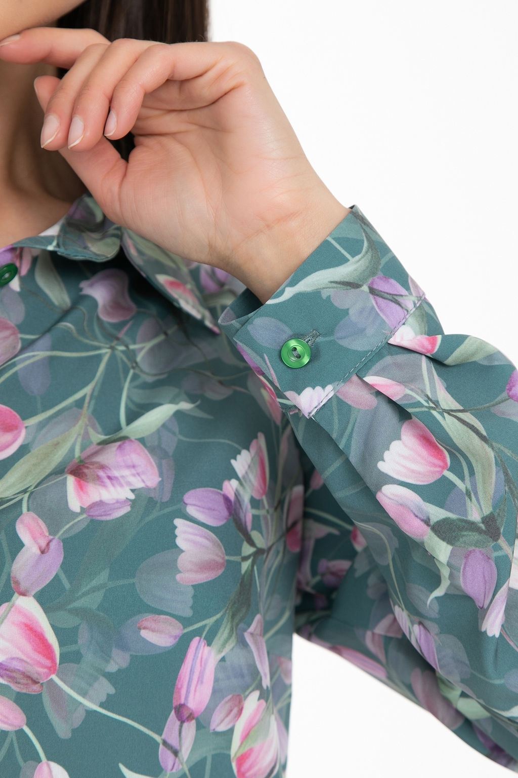 Рубашка Жаклин (тюльпаны, грин) - Diolche фото 6