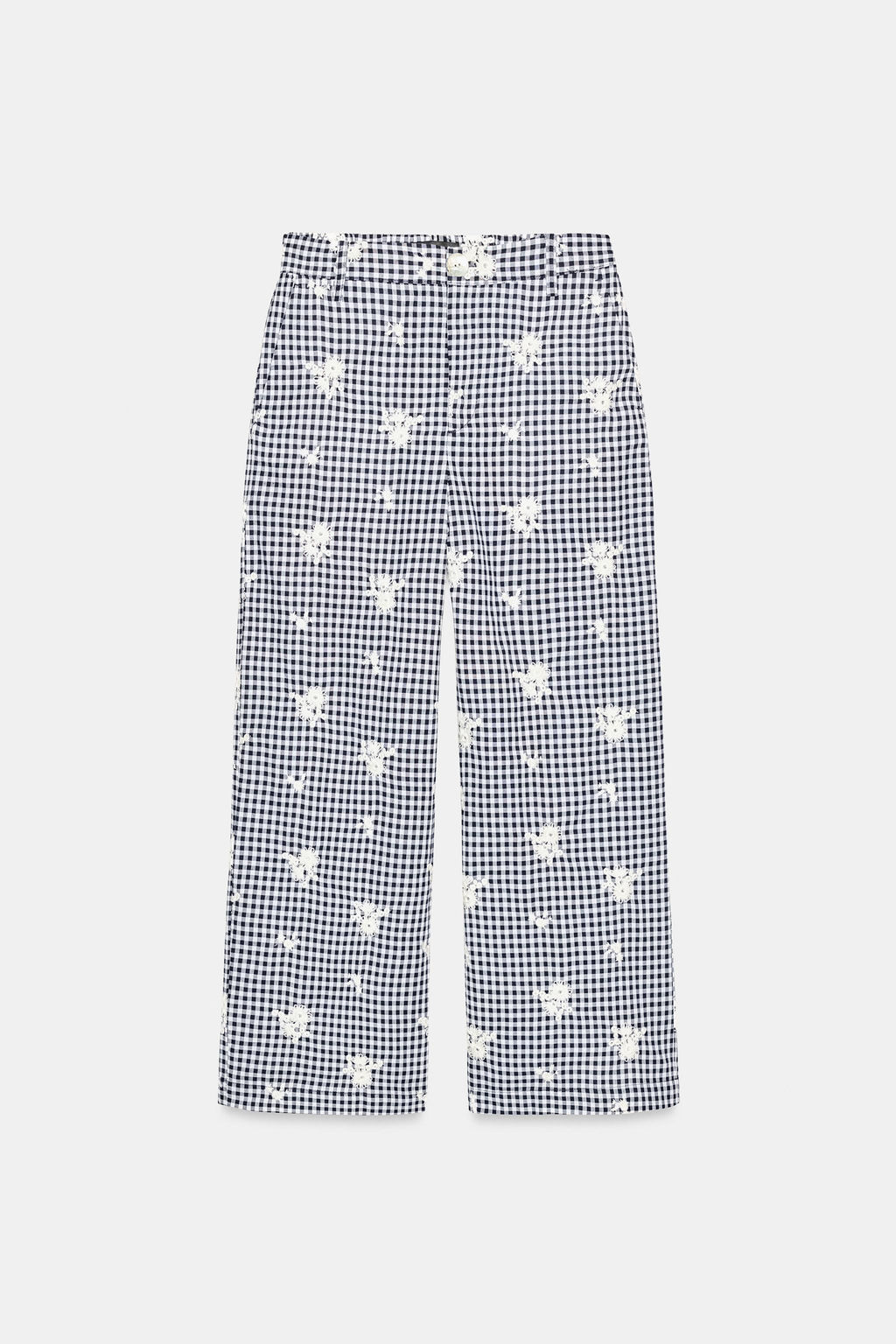 PANTAL?N CULOTTE CUADROS BORDADOS SET / Marino / Blanco - Zara фото 6