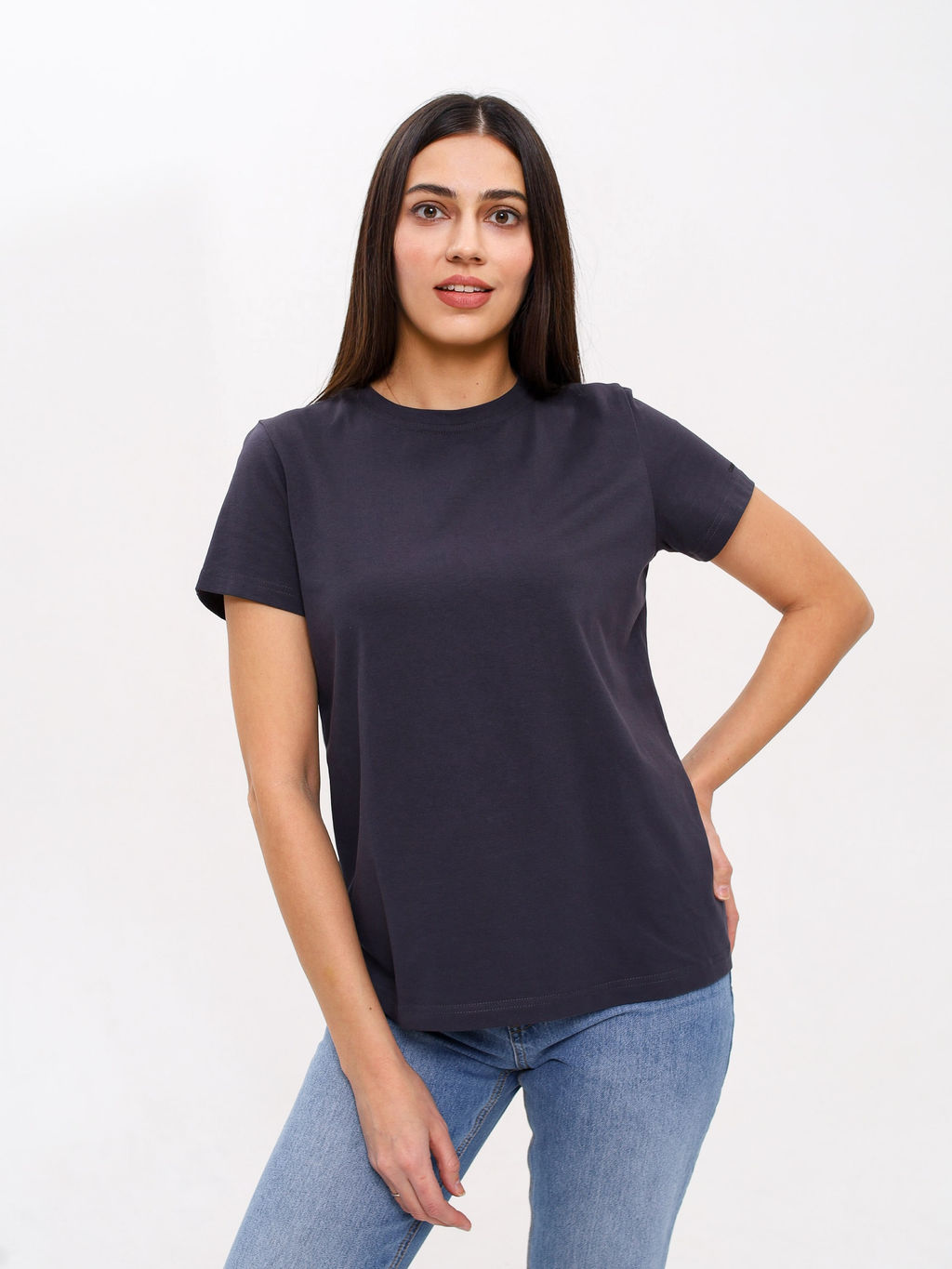 Футболка женская классика Caribou (т. серый)