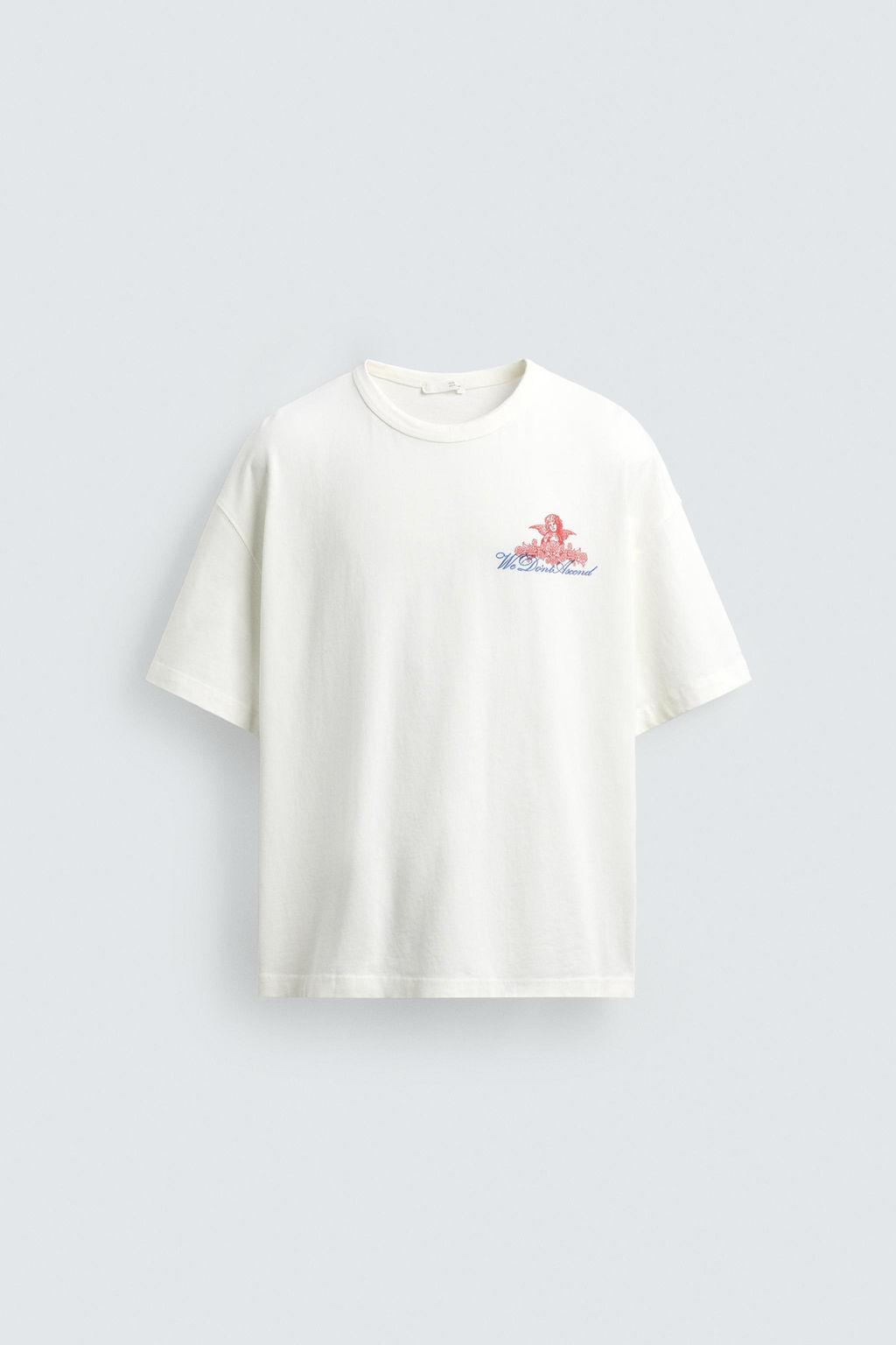 CAMISETA ESTAMPADOS BORDADOS COMBINADOS / Blanco roto - Zara фото 7