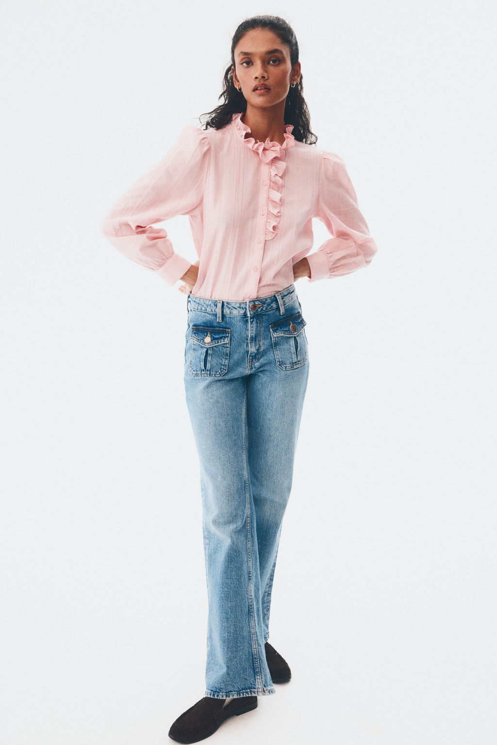 Blusa de algod?n con cuello de volante - H&m фото 5