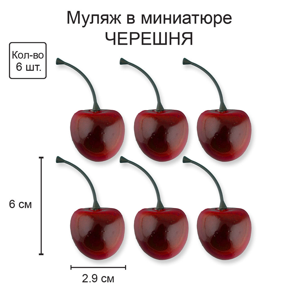 Blumentag RDF-05 Муляж в миниатюре Черешня 6 х 6 шт. 2.9 х 6 см 01  фото 4