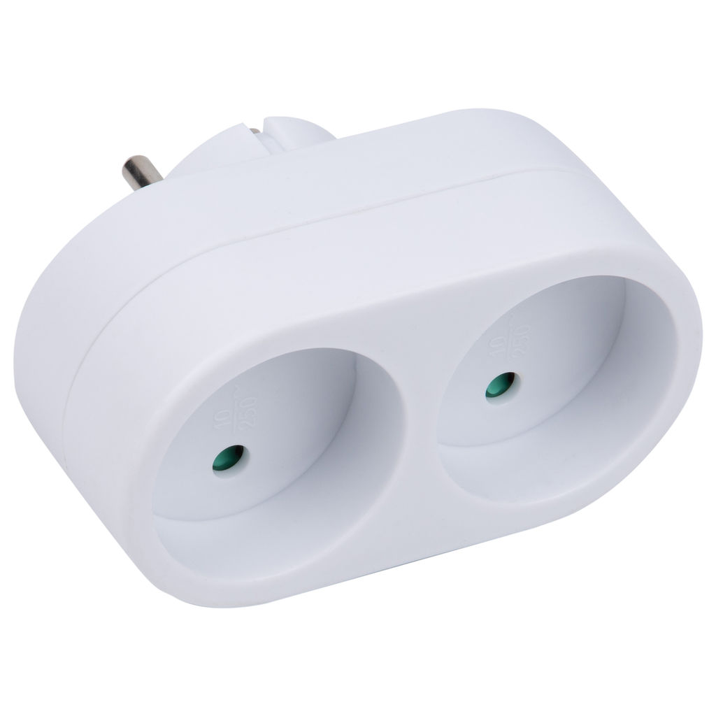 S-ES2-16O WHITE Разветвитель сетевой, б/з. 2 гнезда. 16А, 3500Вт. Белый. ТМ Uniel
