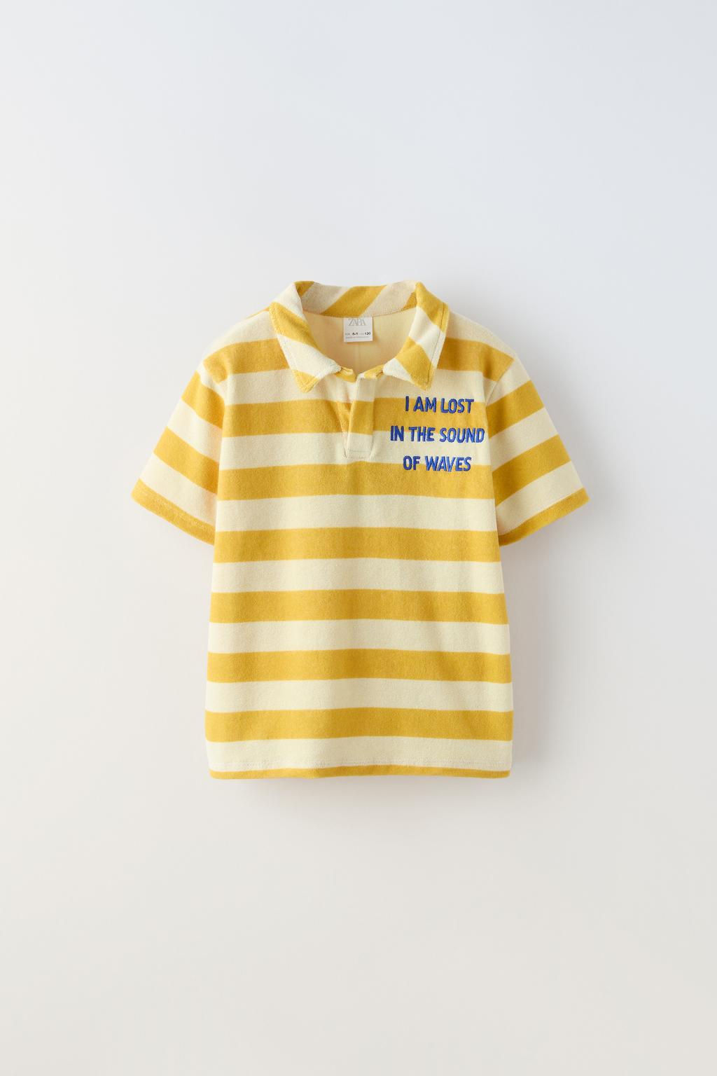 ISLEMELI CIZGILI HAVLU KUMAS POLO YAKA T-SHIRT - Zara фото 2