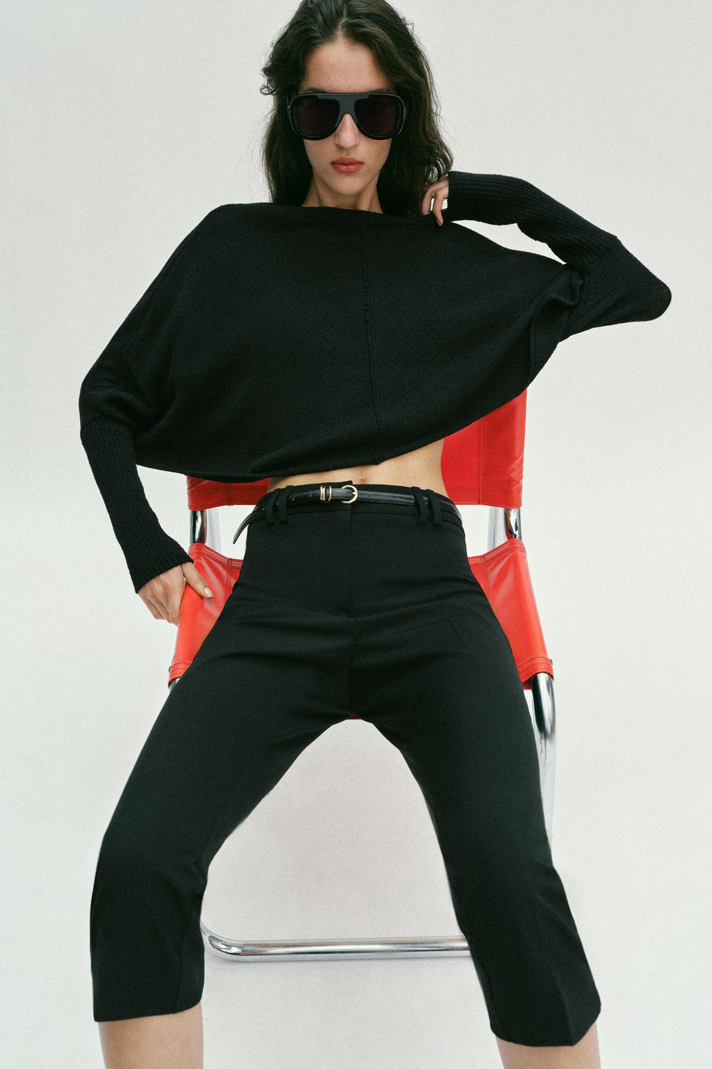 PANTAL?N CAPRI CINTUR?N / Negro - Zara фото 6