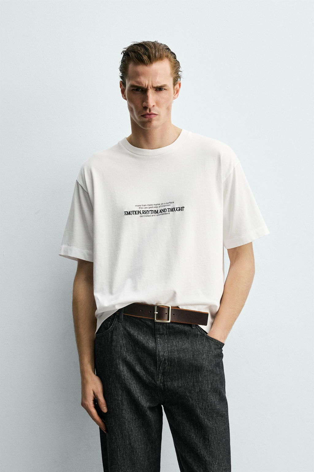 CAMISETA BOXY FIT BORDADOS COMBINADOS / Blanco - Zara фото 2