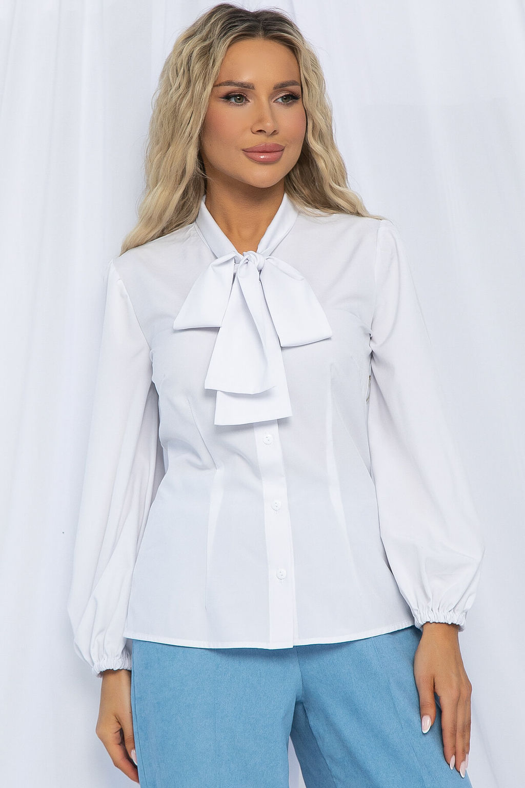 Блуза Венеция (белая) Б13014-14М - Lt collection фото 11