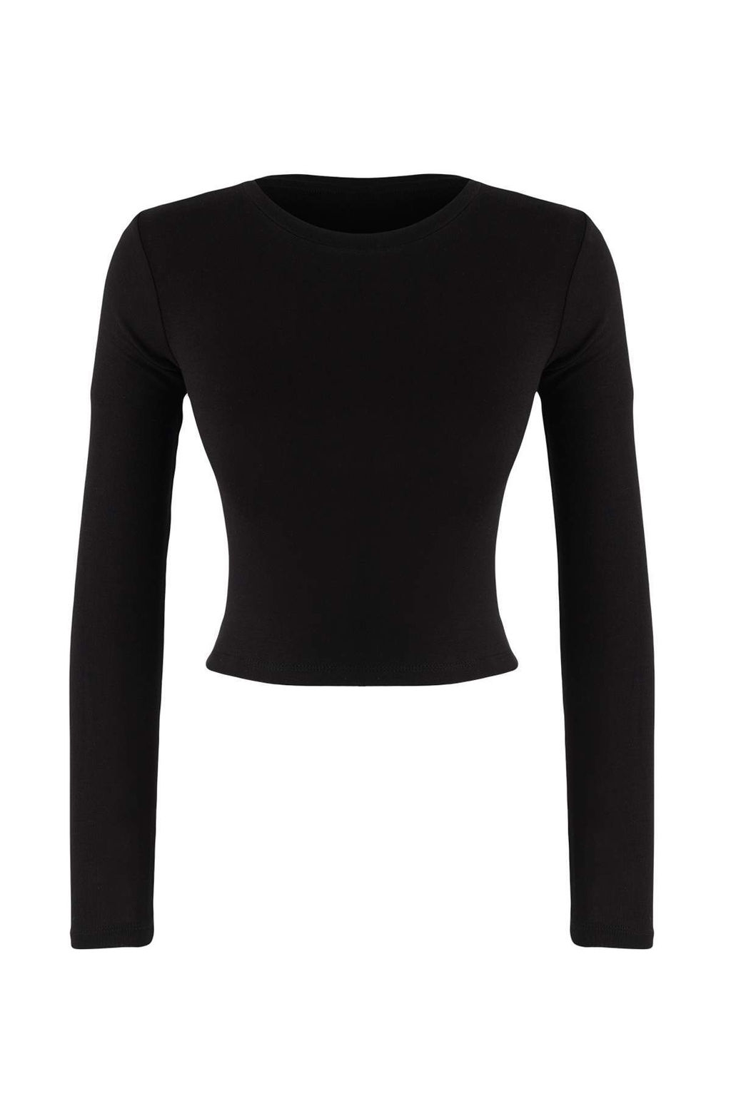 Trendyolmilla Siyah-Ekru Ikili Paket Crop/K?sa Fitted/Vucuda Oturan Orme Bluz TWOAW25BZ00061 фото 17