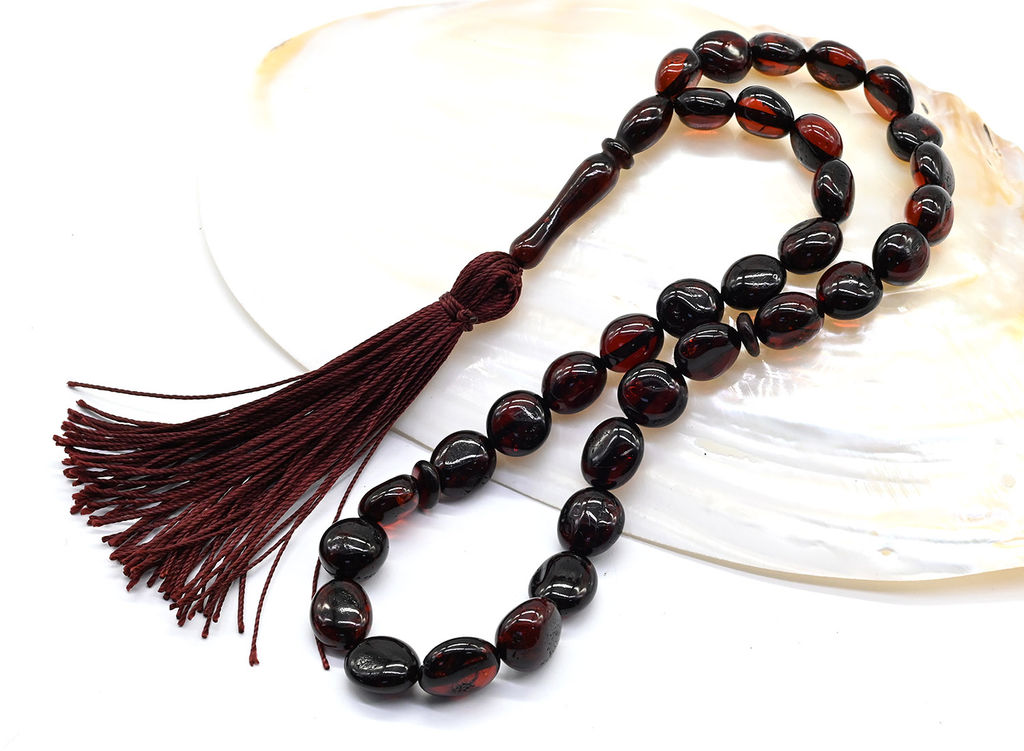 Четки из натурального янтаря галтовка 10*11мм цв.кофейный, 37см, 33 бусины