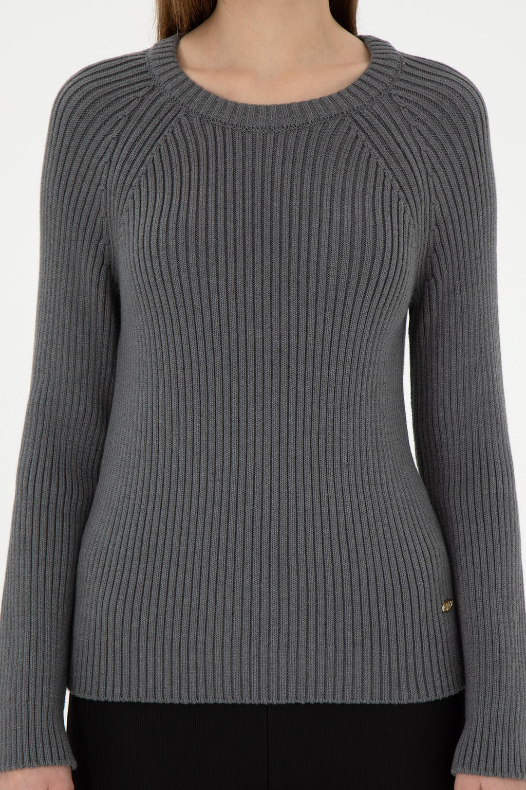 Женский серый меланжевый свитер с круглым вырезом Неожиданная скидка в корзине - U.s. polo assn фото 6