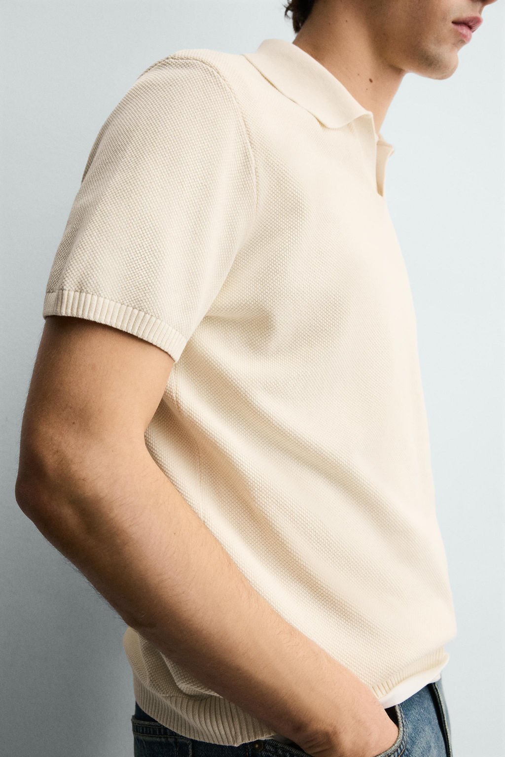 TEXTURED KNIT POLO SHIRT - Zara фото 14