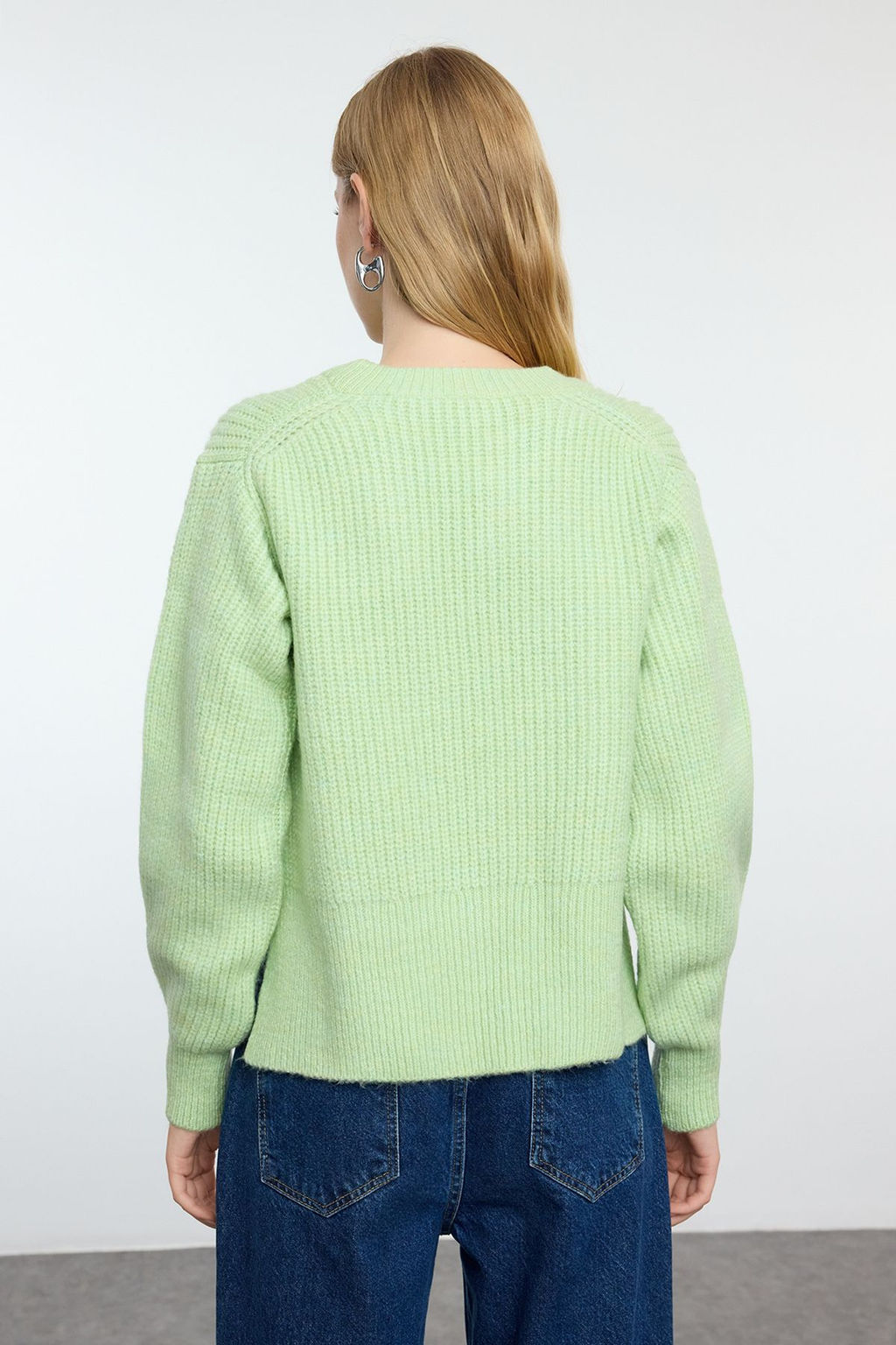 Mint Crop Basic Balon Kol Triko Kazak TWOAW25KZ00230 - Trendyolmilla фото 5