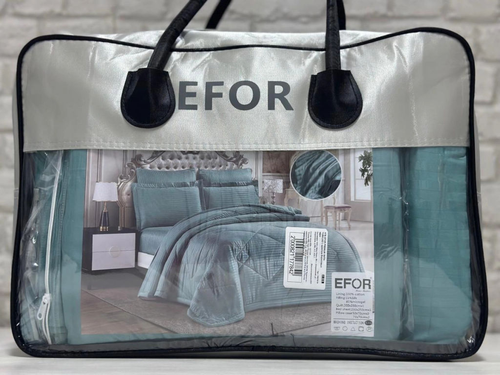 КПБ EFOR PREMIUM SATIN TURKUAZ с одеялом бирюзовый евро