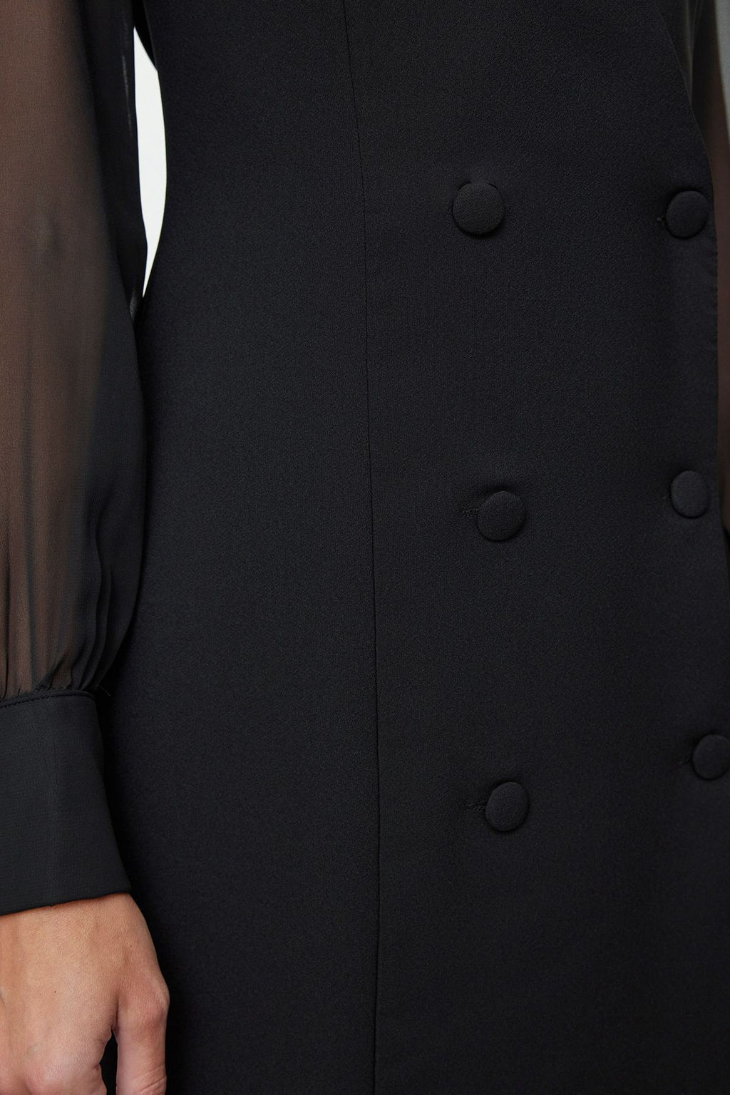 Siyah Sifon Kol Detayl? Mini Dokuma Ceket Elbise TWOAW25EL00138 - Trendyolmilla фото 3