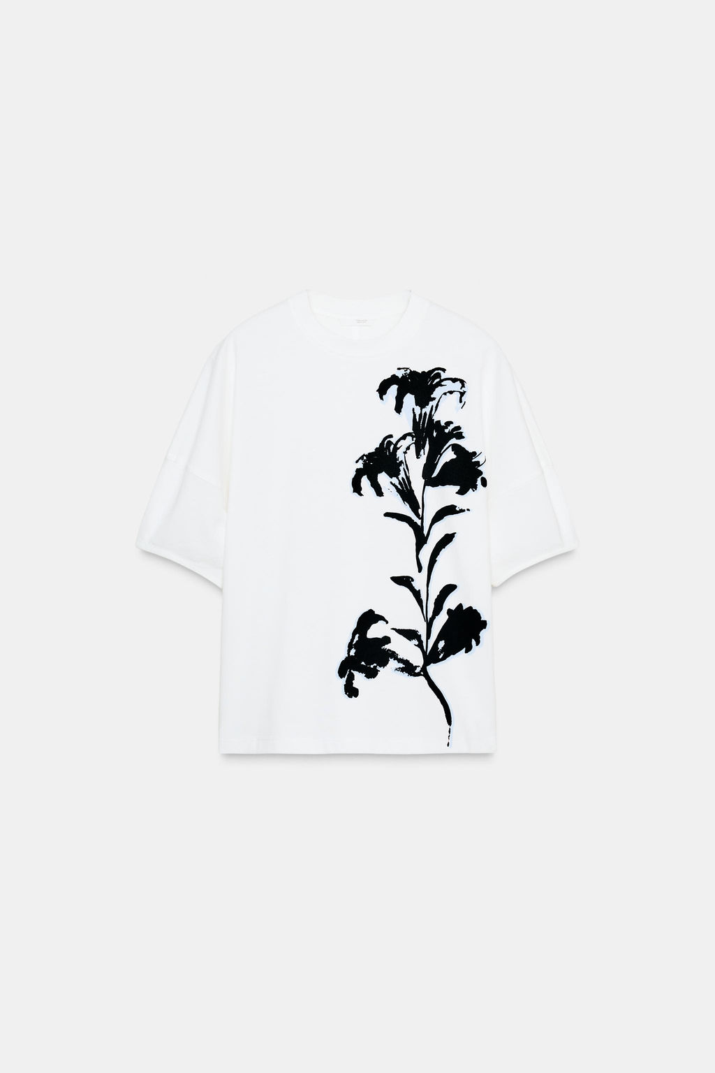 T-SHIRT WITH CONTRAST FLOWER PRINT - Zara фото 5