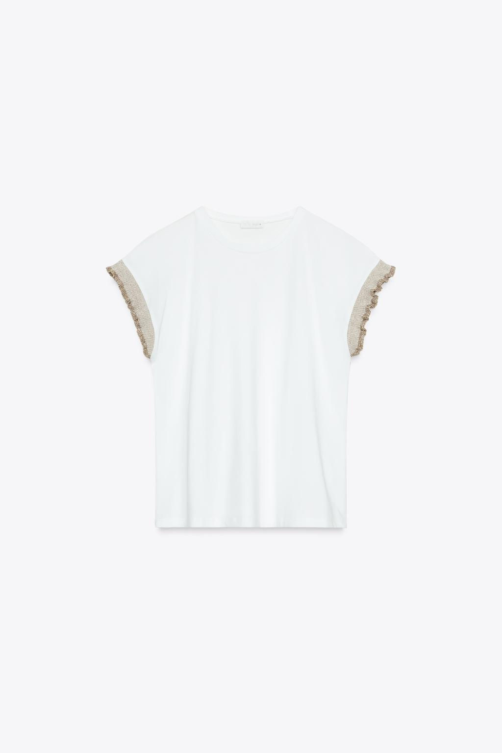 METALLIC THREAD RUFFLE T-SHIRT - Zara фото 5