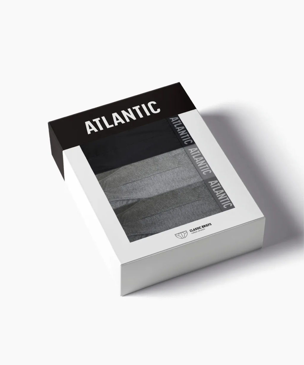 ATLANTIC 3MP-094 Трусы спорт Solid - набор 3 шт. черный + серый меланж + темно-серый меланж фото 9