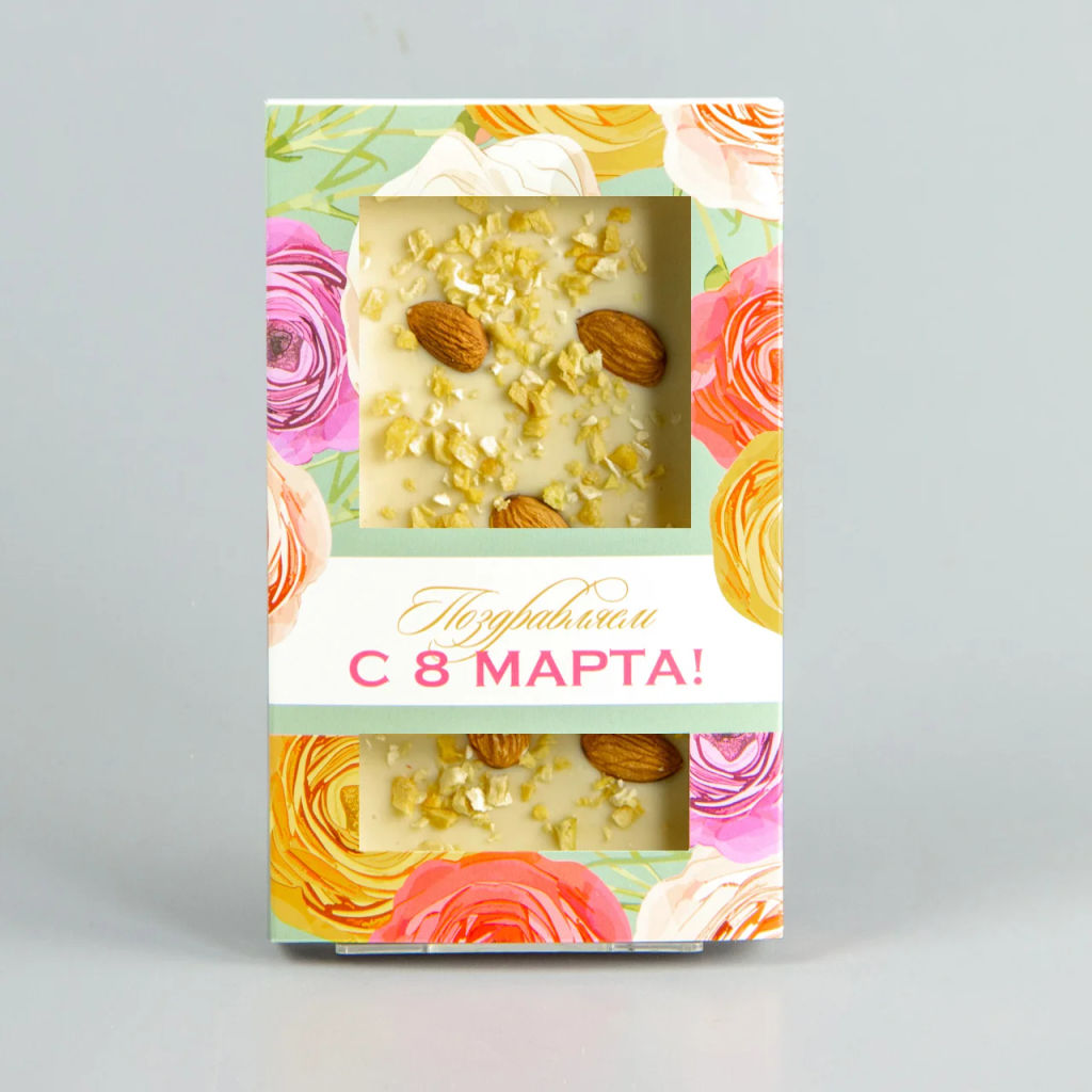 Белый шоколад с манго и миндалём, коробочка с 8 марта #3