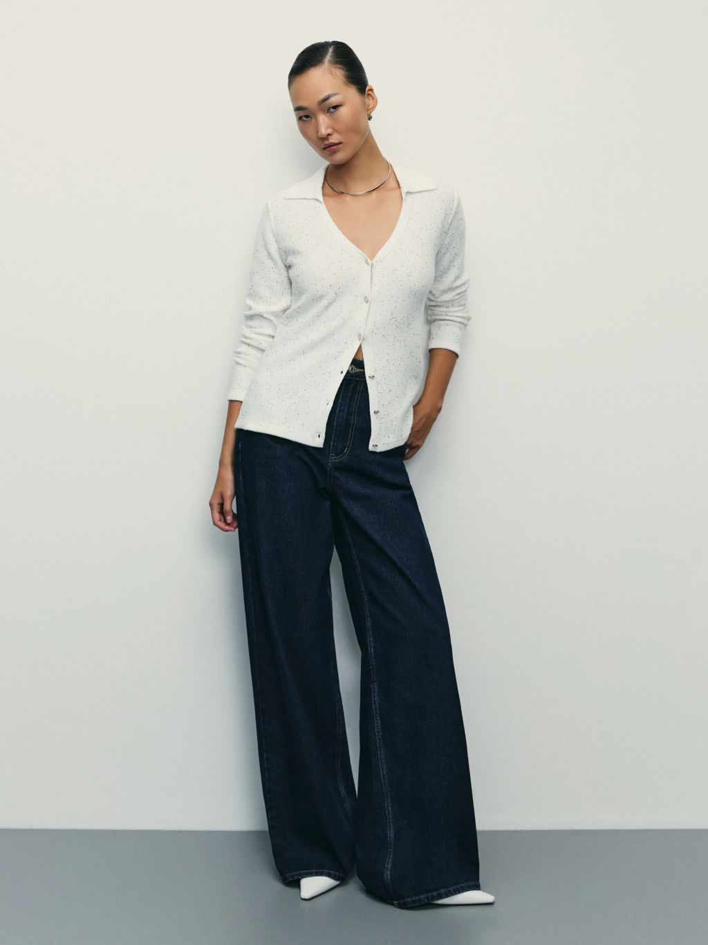 Кардиган из хлопка с пайетками / Zarina фото 2