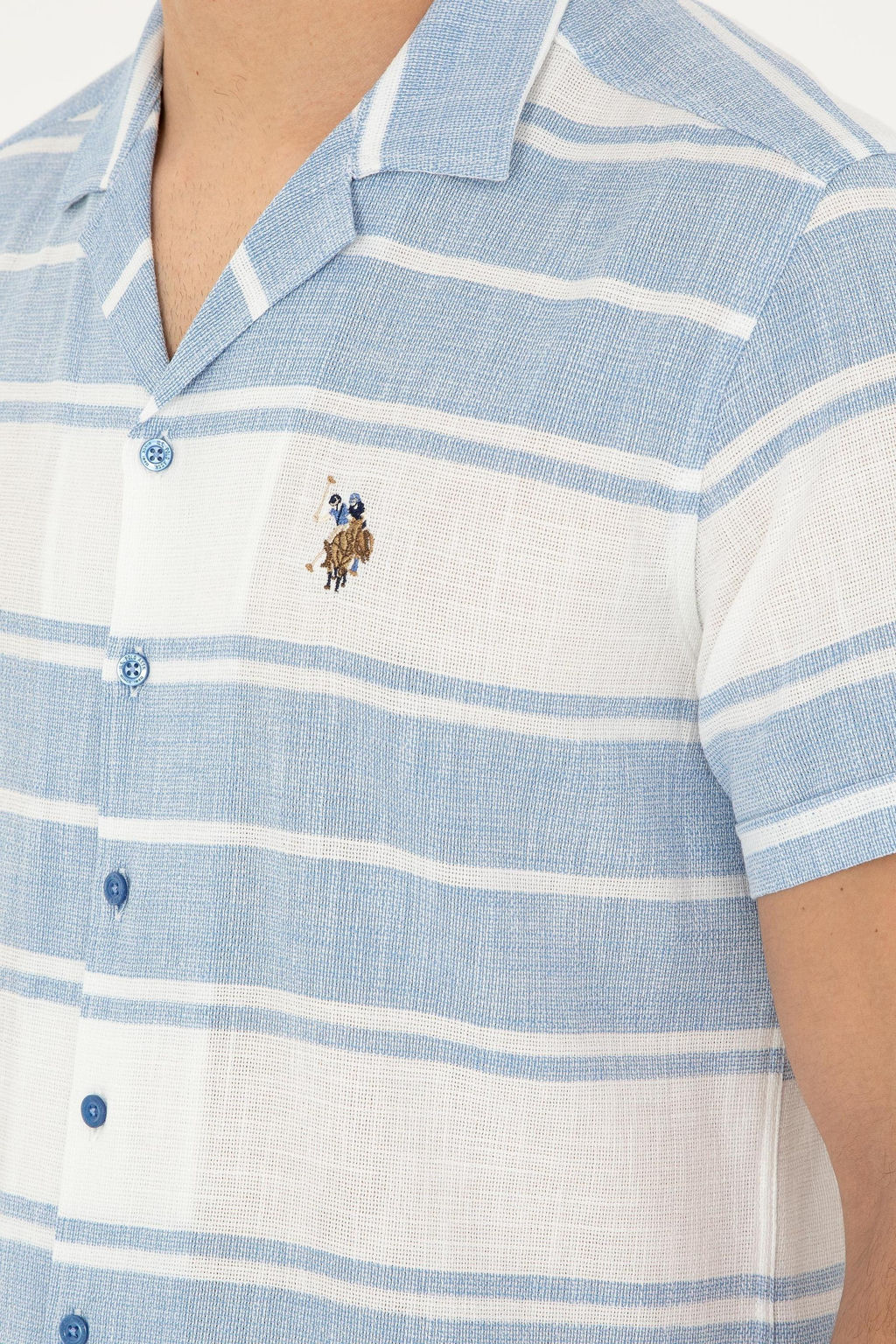 U. S. Polo Assn / Мужская темно-синяя рубашка с коротким рукавом - U.s. polo assn фото 7