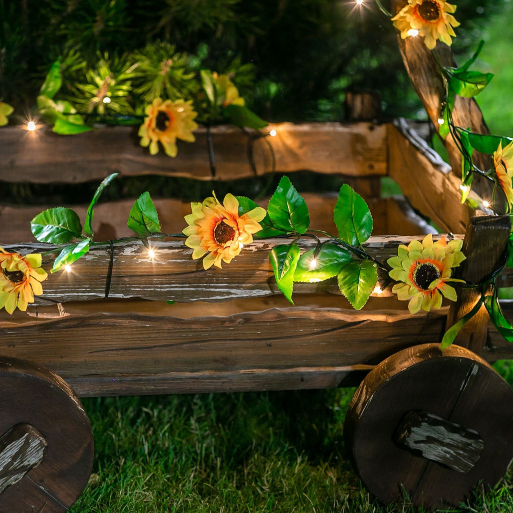 USL-S-138/PT2300 SUNFLOWERS Садовая гирлянда на солнечной батарее Подсолнухи. 24 светодиода. Теплый белый свет. 1*АА Ni-Mh аккумулятор в/к. IP44. TM Uniel - Volpe фото 6
