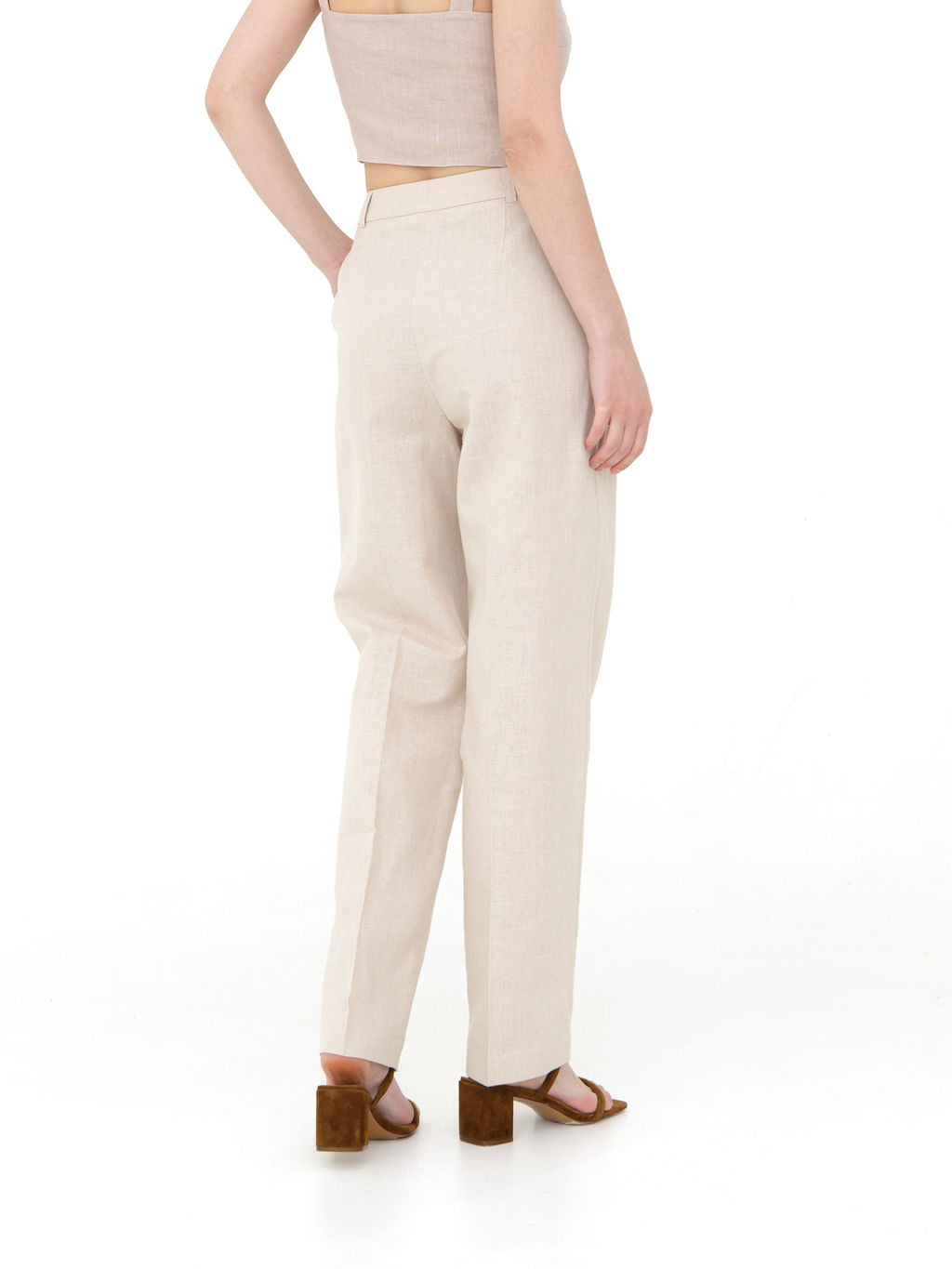 Брюки из льна и хлопка КЛ-7809-ИЛ23 бежевый