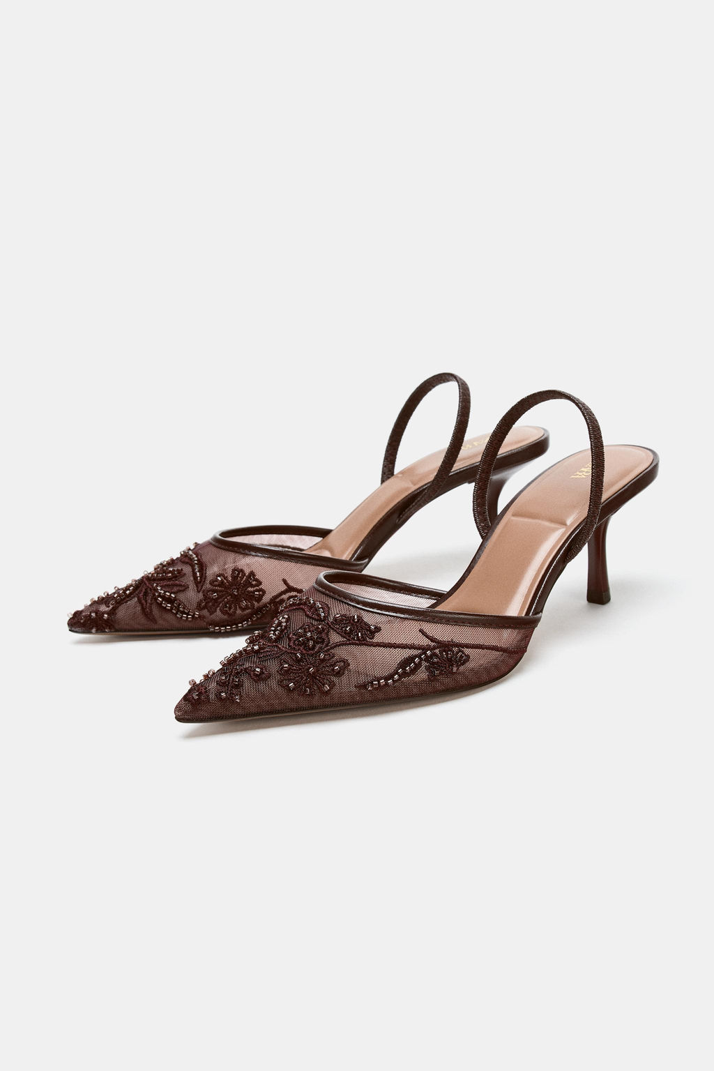 RHINESTONE MESH SLINGBACK HEELS - Zara фото 11
