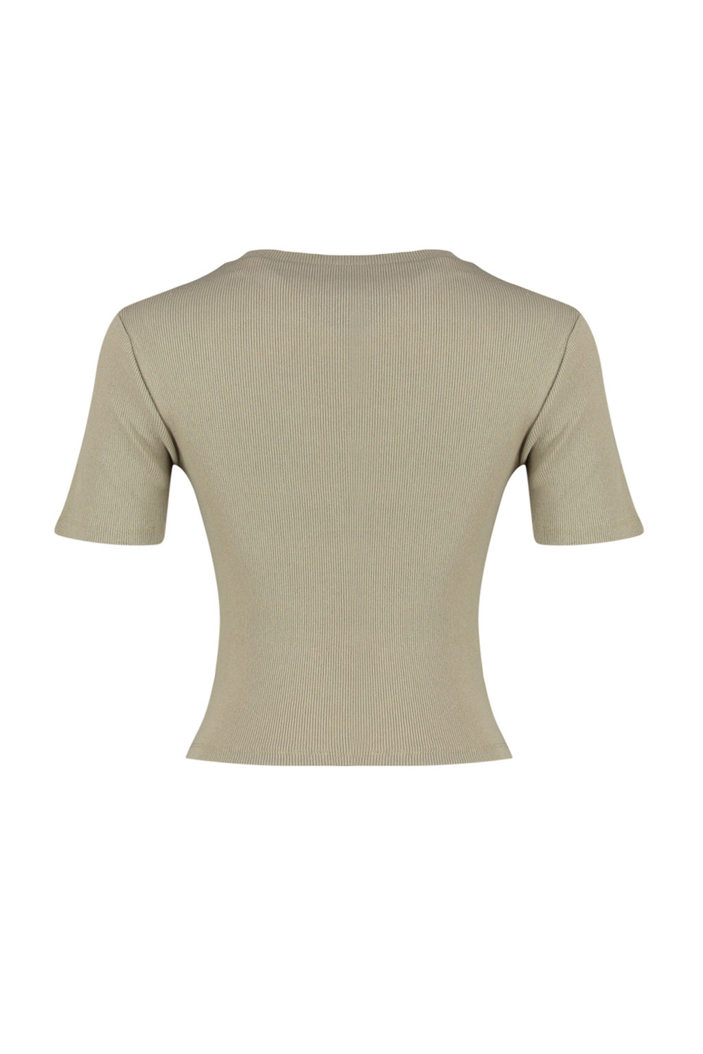 Trendyolmilla Siyah Cut Out Detayl? Fitted/Vucuda Oturan Bisiket Yaka Crop Fitilli Esnek Orme Bluz TWOSS22BZ0355  фото 20