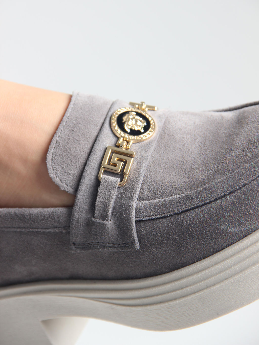 Лоферы туфли 173.1453be.Серый замок замша