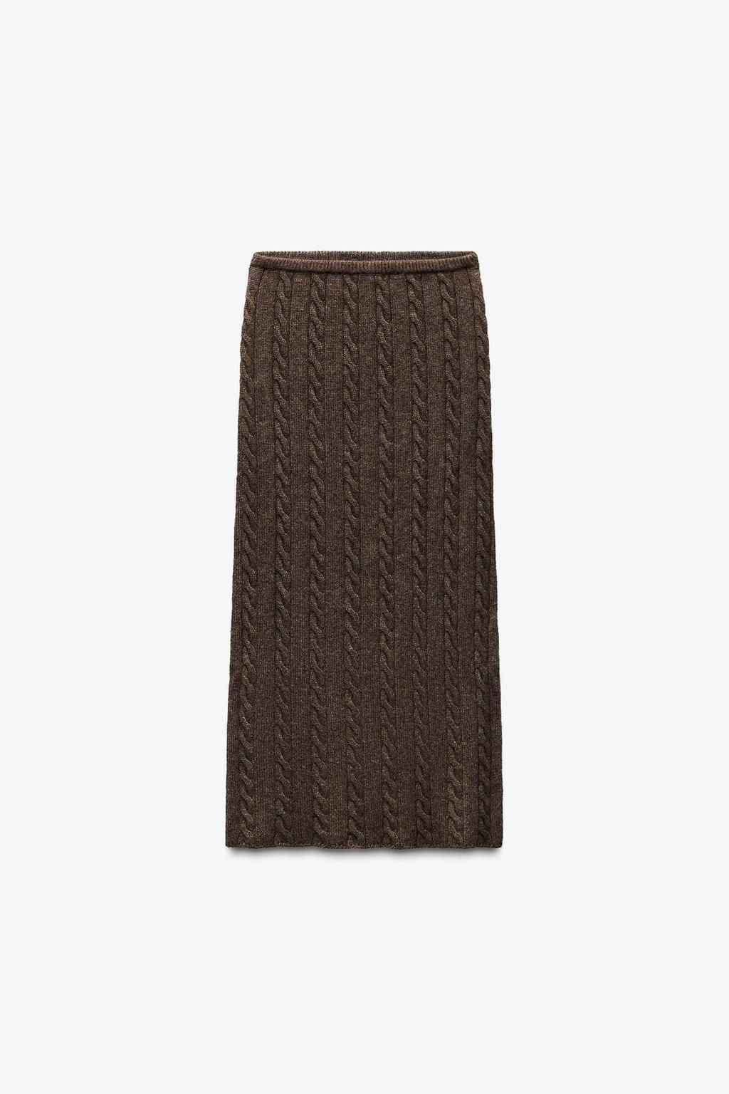 CABLE KNIT MIDI SKIRT WITH WOOL - Zara фото 9